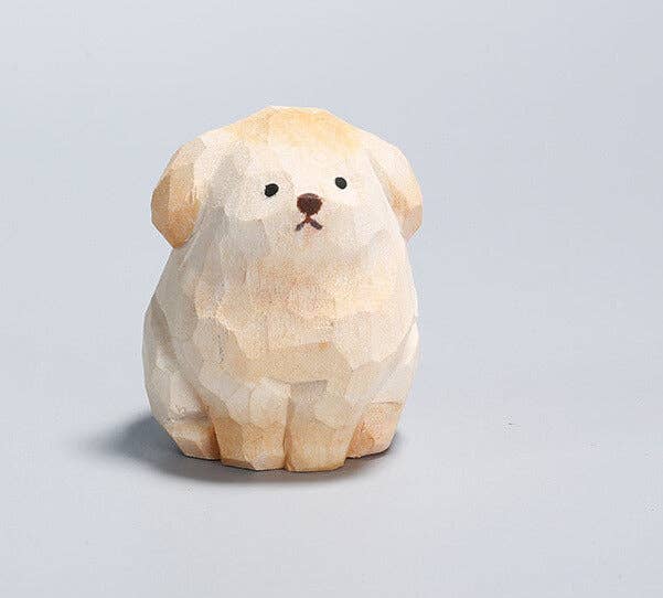 Gohobi Handmade Wooden White Hair Dog Ornament