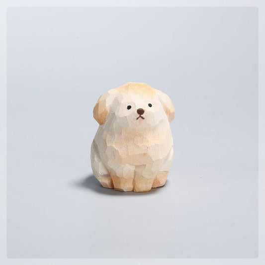 Gohobi Handmade Wooden White Hair Dog Ornament