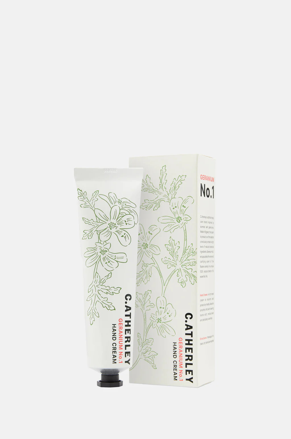 C Atherley No.1. Geranium Hand Cream 75ml British Made, 100% Natural Oils Paraben GMO Free