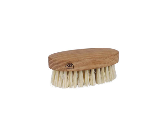 Beautifully crafted massage brush with natural Tampico fibre bristles and oiled oak wood oval handle. Made by Redecker