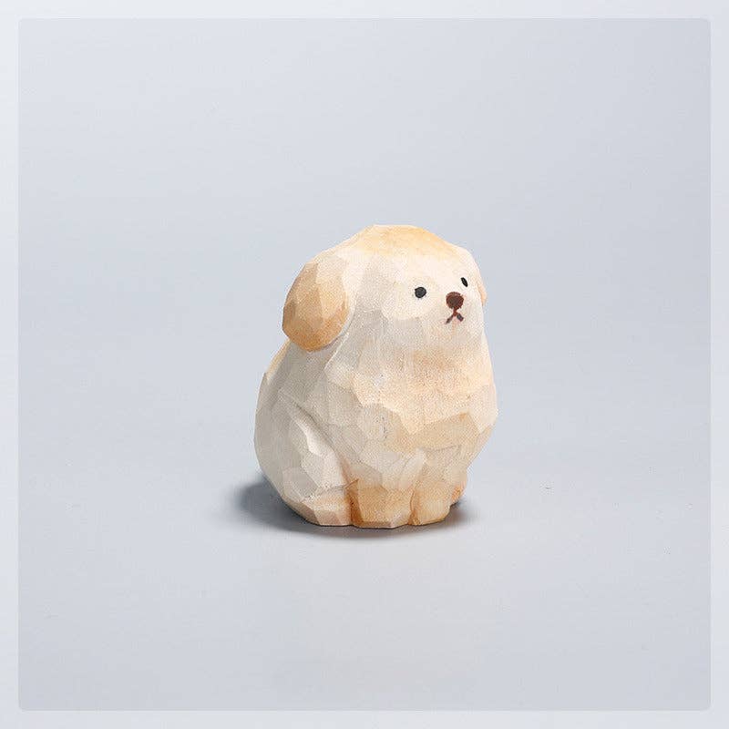 Gohobi Handmade Wooden White Hair Dog Ornament