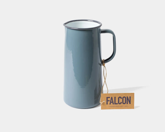 Falcon Enamelware jug for pouring water, drinks or as a vase for displaying flowers. Pigeon Grey