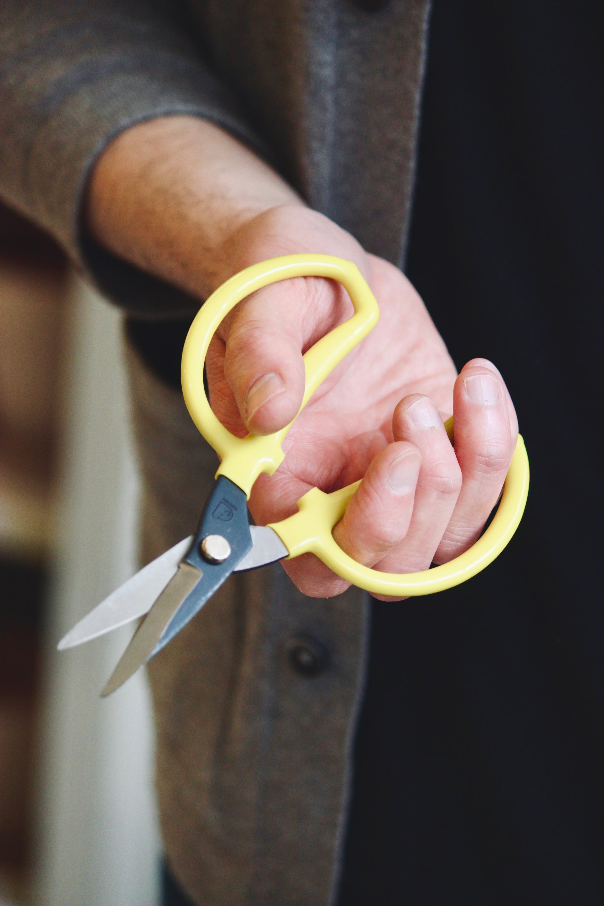 High Quality and Handy Pair of Garden Floral Scissors with Yellow Vinyl Handles, Made in Japan, Ideal for bonsai, flowers, vegetables, and general garden snipping