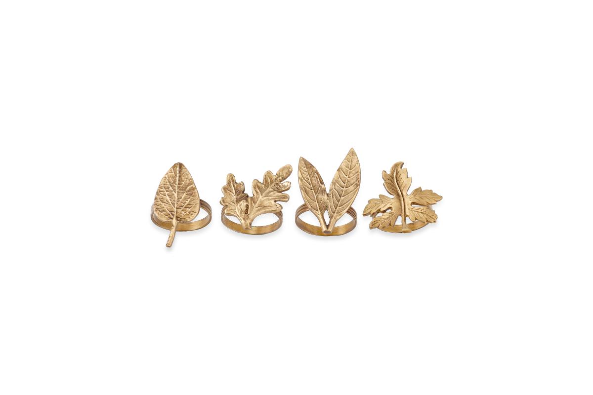 Leaf Brass Napkin Rings (Set of 4)