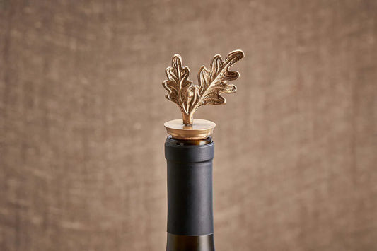 Oak Leaf Brass Bottle Stopper